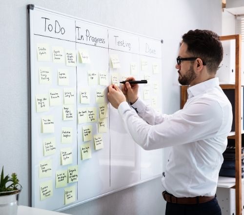 Interim Scrum Master pflegt das Taskoard